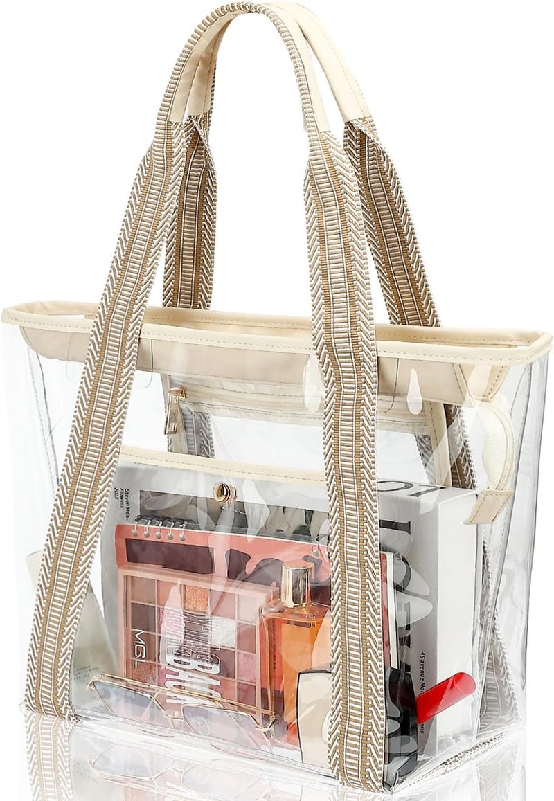 Fammart Clear Beach Bag for Women, Clear Tote Bag with Zipper for Stadium Events, Sports, Concerts, Work - Image 1